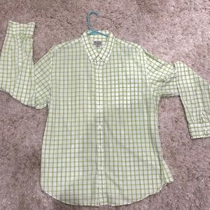 J crew green and white button down